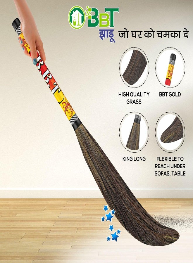 BBT Broom Natural Grass Phool Jhadu Very Affordable Cleaning Home Factory & Offices at Doorstep Long Lasting Durable Grass Broom for Women (Pack of 2) - Image 4